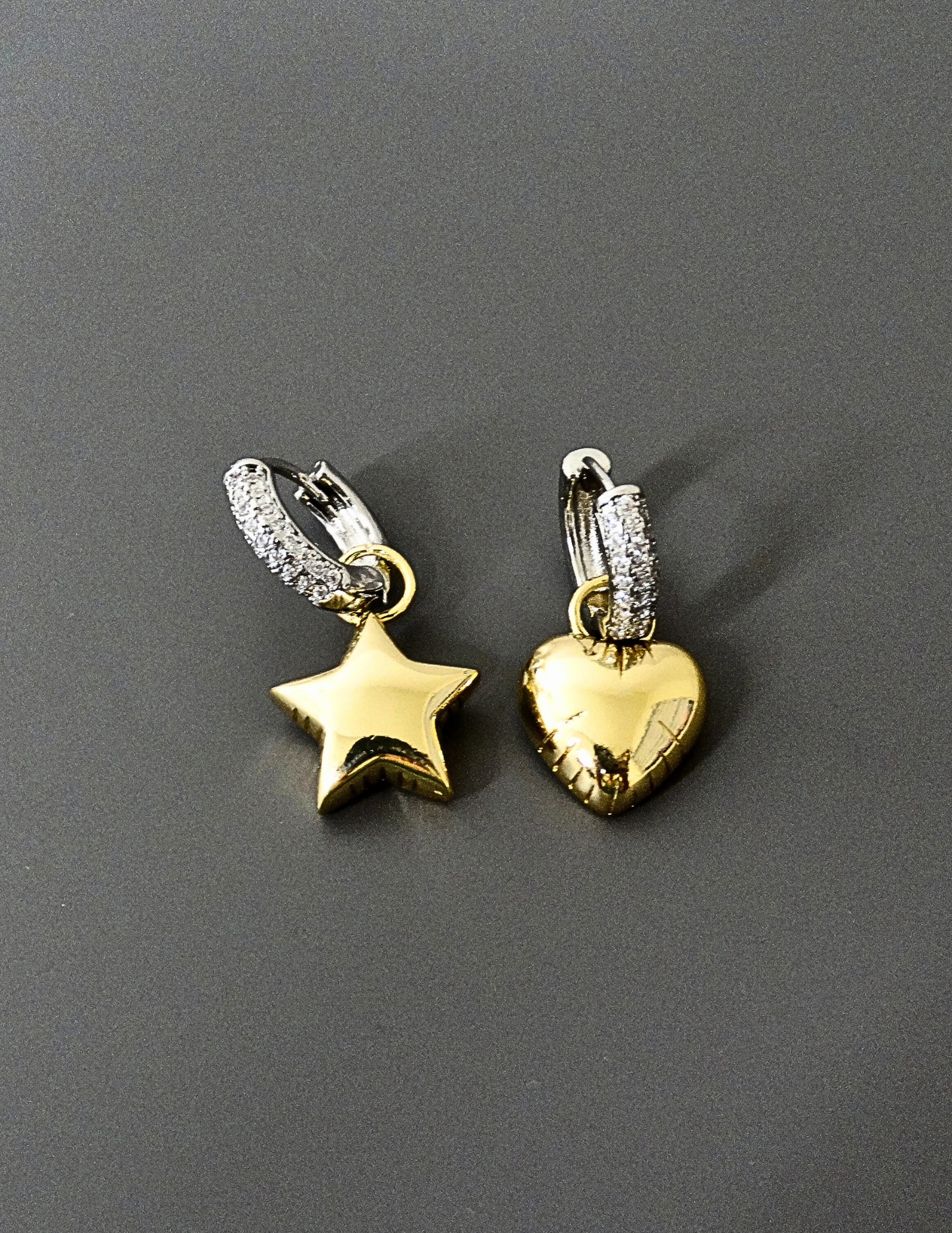 Heart star hoops earring