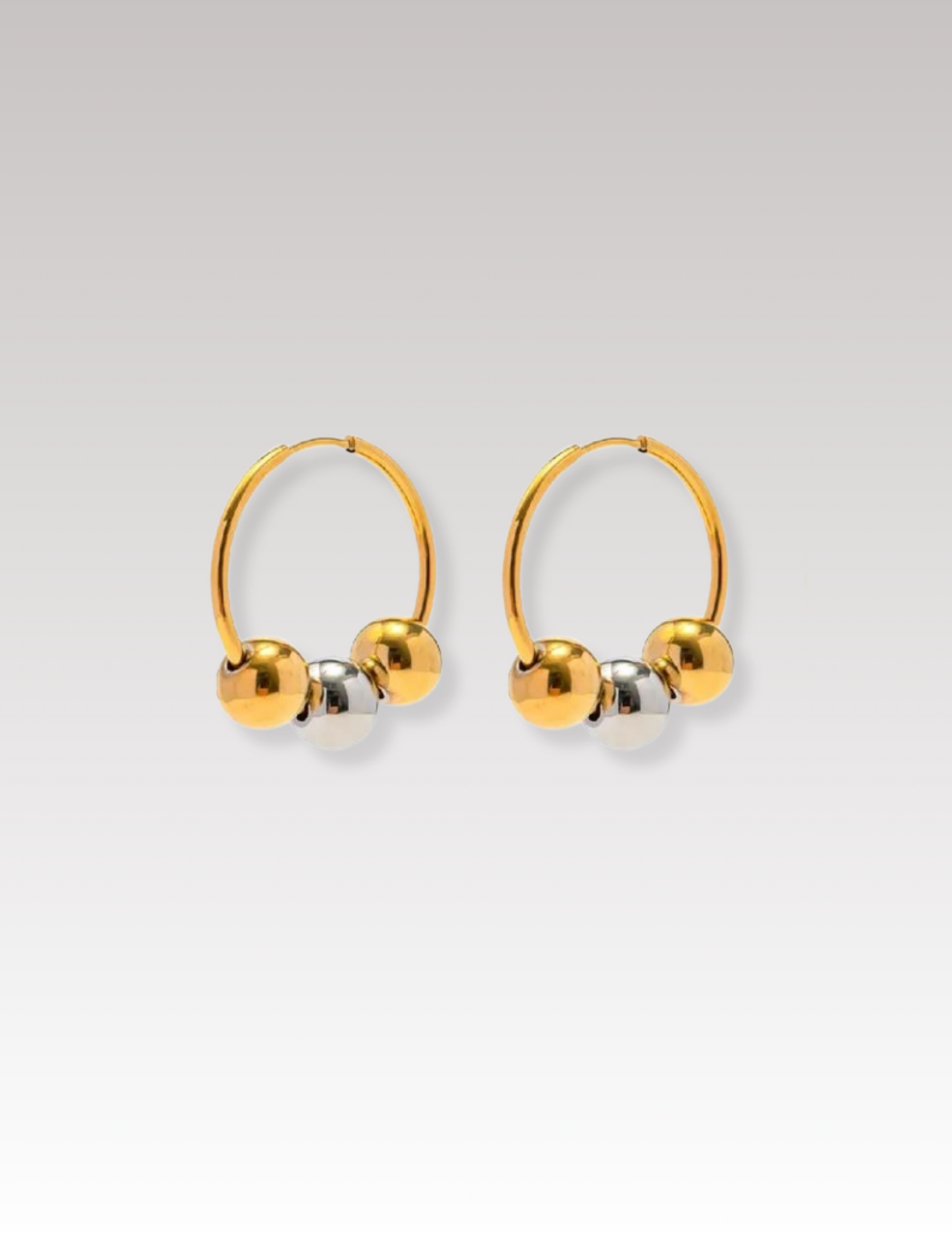 Gold Silver Sphere Hoops Earring