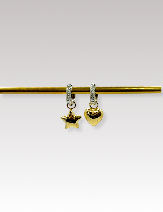 Heart star hoops earring