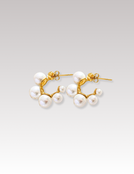 Basic pearl hoops earrings