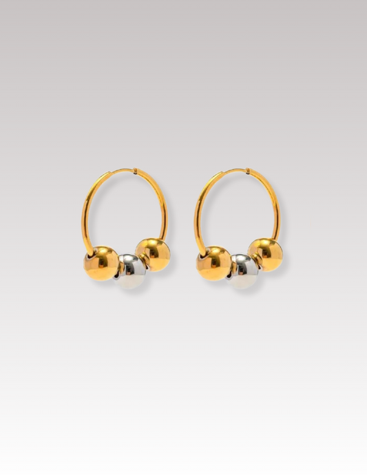 Gold Silver Sphere Hoops Earring