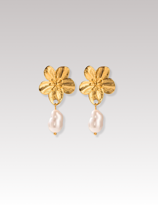 Flower-pearl pin earrings